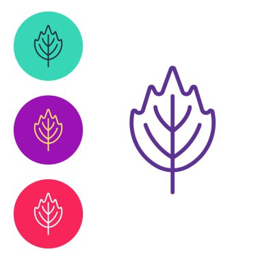 Satır Yaprak simgesini beyaz arkaplanda izole et. İşaret bırakıyor. Taze doğal ürün sembolü. Simgeleri renklendirin. Vektör