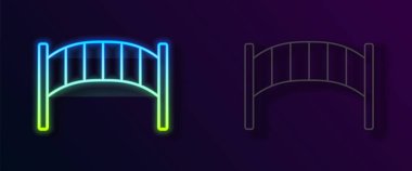 Parlayan neon hattı, siyah arka planda izole edilmiş oyun alanı çocuk köprüsü ikonu. Vektör
