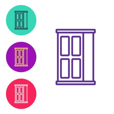 Gardırop simgesini beyaz arkaplanda ayır. Dolap tabelası. Simgeleri renklendirin. Vektör