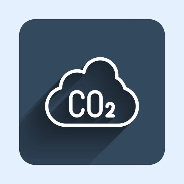 White Line Co2 Emissions Cloud Icon Isolated Long Shadow Background — Stock Vector