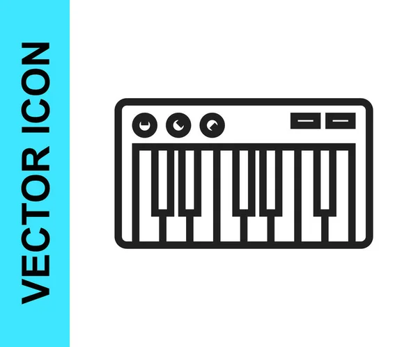 Black Line Music Synthesizer Icon Isolated White Background Electronic Piano — Stock Vector