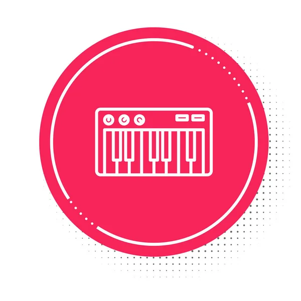 White Line Music Synthesizer Icon Isolated White Background Electronic Piano — Image vectorielle
