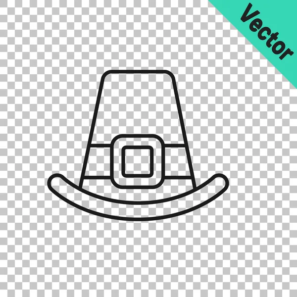 Black Line Leprechaun Hat Icon Isolated Transparent Background Happy Saint — Stock Vector
