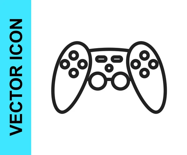 Black Line Gamepad Icon Isolated White Background Game Controller Vector — Stock Vector