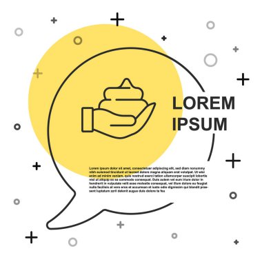 Siyah çizgi tıraş köpüğü beyaz arka planda izole edilmiş el simgesi. Tıraş köpüğü. Rastgele dinamik şekiller. Vektör