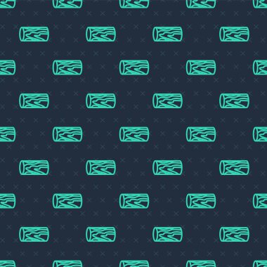 Yeşil çizgi tahta kütük simgesi mavi arkaplanda izole edilmiş pürüzsüz desen. Yakacak odun yığını. Vektör