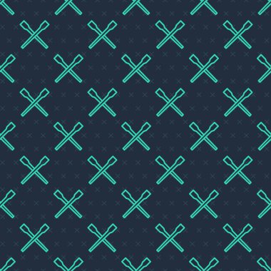 Yeşil çizgi yemek çubukları ikonu mavi arka planda izole edilmiş pürüzsüz desen. Asya yemekleri için tahta Kore çubukları. Doğulu aletler. Vektör