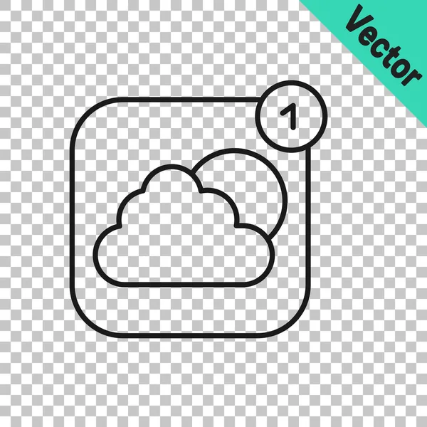 Schwarze Linie Wettervorhersage App Symbol Isoliert Auf Transparentem Hintergrund Vektor — Stockvektor