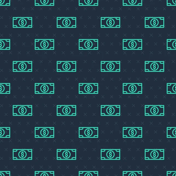 Πράσινη Γραμμή Στοίβες Χάρτινο Χρήμα Εικονίδιο Μετρητών Απομονωμένη Αδιάλειπτη Μοτίβο — Διανυσματικό Αρχείο
