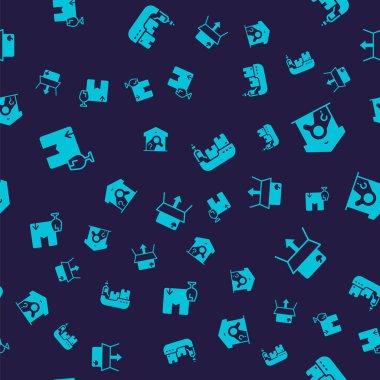 Paket kutusunu hassas içerikli ayarla, Depo kontrolü, kargo kutuları teslimatı ve kusursuz desenli Unboks. Vektör