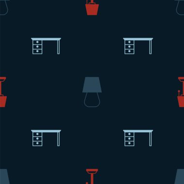 Kat lambasını, masa ve ofis masasını pürüzsüz bir şekilde ayarla. Vektör