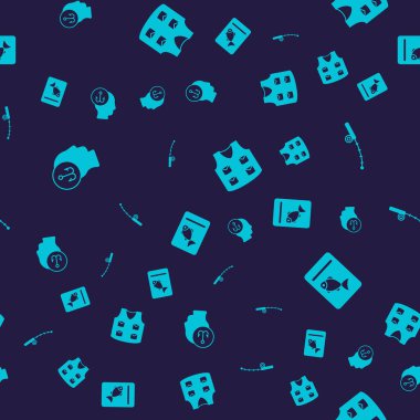 Balıkçıyı, oltayı, ceketi ve servis edilen balığı pürüzsüz bir kalıba sokun. Vektör