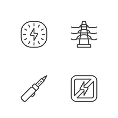 Hattı ayarla. Şimşek yok, lehim, yıldırım ve elektrik kulesi ikonu yok. Vektör