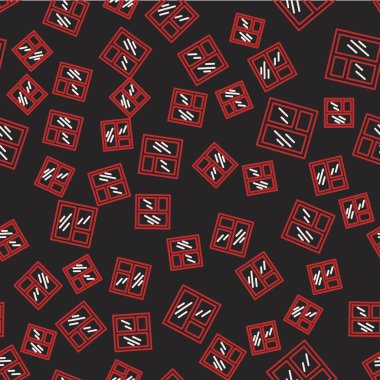 Oda simgesindeki çizgi penceresi siyah arkaplanda izole edilmiş pürüzsüz desen. Vektör