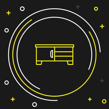 Çizgi TV masası simgesi siyah arkaplanda izole edildi. Renkli taslak konsepti. Vektör