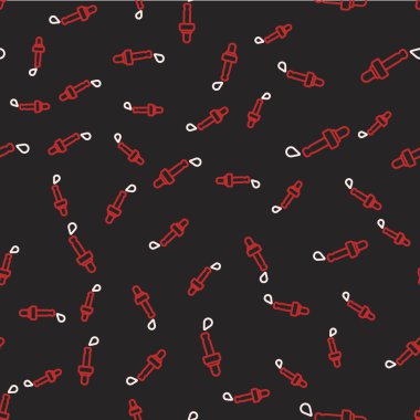 Petrol ikonlu Line Pipette siyah arka planda izole edilmiş. Organik aromaterapi özü. Cilt bakımı serumu cam bırakma paketi. Vektör