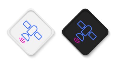 Uydu simgesi beyaz arkaplanda izole edildi. Renkli taslak konsepti. Vektör