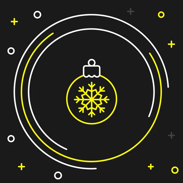 Линия Рождественский Шар Значок Изолирован Черном Фоне Рождеством Новым Годом — стоковый вектор