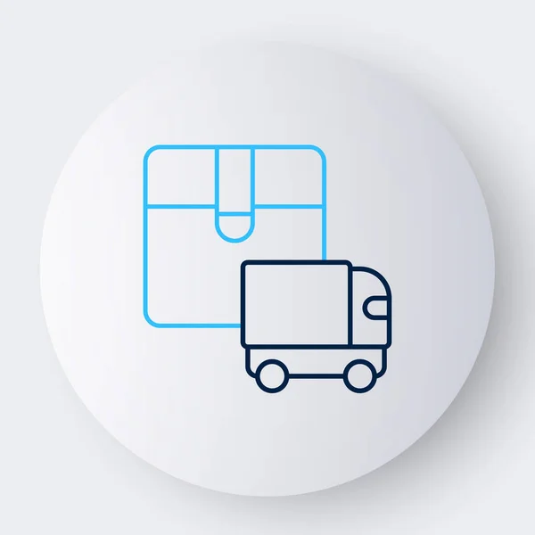 Line Delivery Cargo Truck Vehicle Icon Isolated White Background Colorful — Stock Vector
