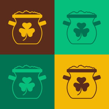 Popüler sanat altın sikke ikonu renk arkaplan izole. Aziz Patrick gününüz kutlu olsun. Ulusal İrlanda bayramı. Vektör