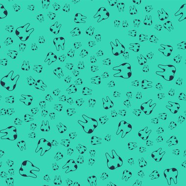 Siyah kırık diş ikonu yeşil arka planda izole edilmiş pürüzsüz desen. Diş problemi ikonu. Diş sağlığı sembolü. Vektör