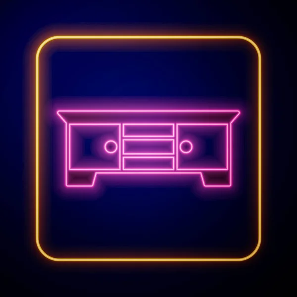 Glowing Neon Table Stand Icon Isolated Black Background Vector — Vetor de Stock