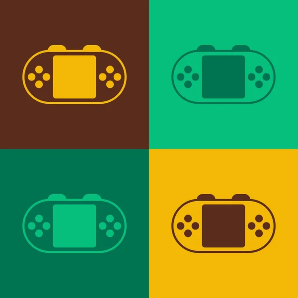 Pop Art Tragbares Videospielkonsolen Symbol Isoliert Auf Farbigem Hintergrund Handheld — Stockvektor