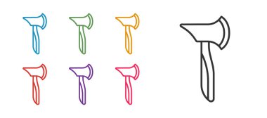 Tahta balta simgesini beyaz arkaplanda izole et. Oduncu baltası. Simgeleri renklendirin. Vektör