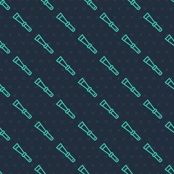 Yeşil çizgi arıcılık bıçak ikonunu açıyor mavi arka planda izole edilmiş pürüzsüz desen. Arı yetiştiricisinin aleti. Vektör