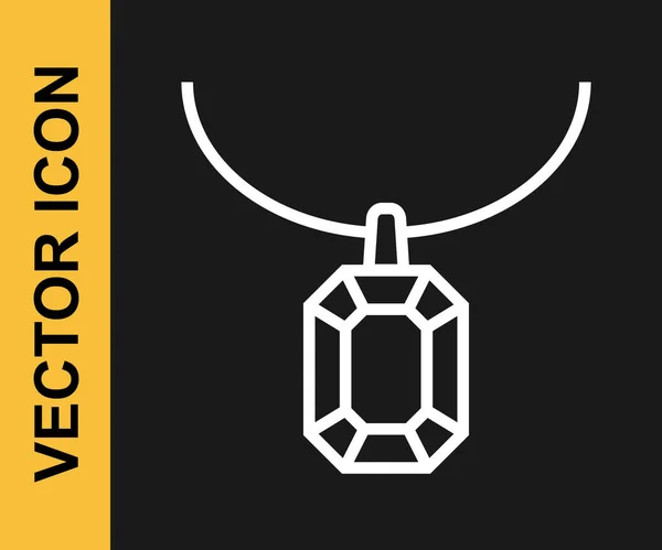 Белая Линия Кулон Ожерелье Значок Изолирован Черном Фоне Вектор — стоковый вектор