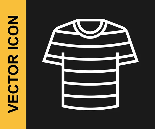 White Line Striped Sailor Shirt Icon Isolated Black Background Marine — Vector de stock