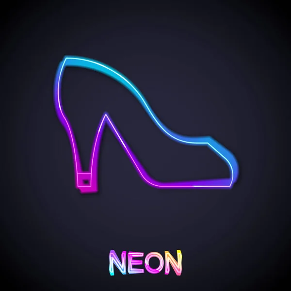 Gloeiende Neon Lijn Vrouw Schoen Met Hoge Hiel Pictogram Geïsoleerd — Stockvector