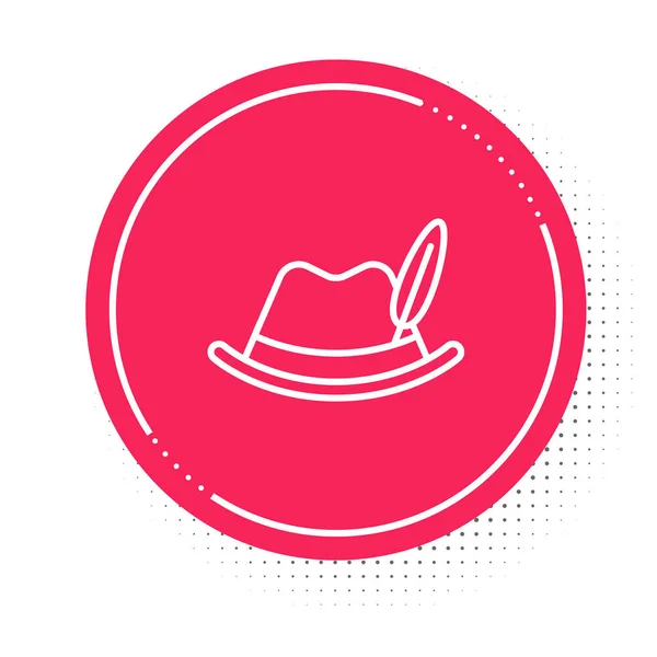 White Line Oktoberfest Hat Icon Isolated White Background Hunter Hat — Stock Vector