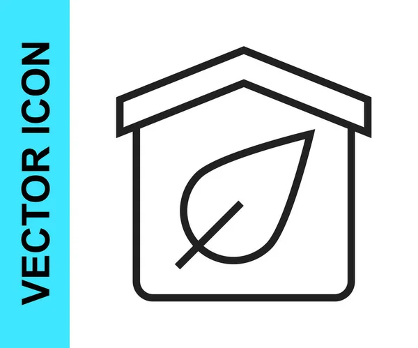 Schwarze Linie Eco Friendly House Icon Isoliert Auf Weißem Hintergrund — Stockvektor