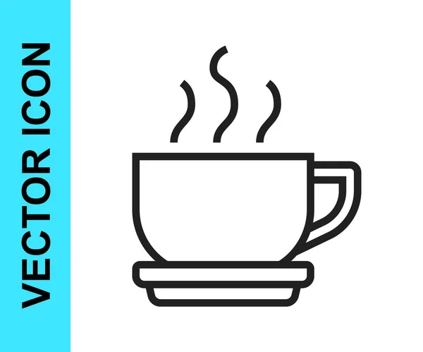 Linha Preta Ícone Xícara Café Isolado Fundo Branco Uma Chávena — Vetor de Stock