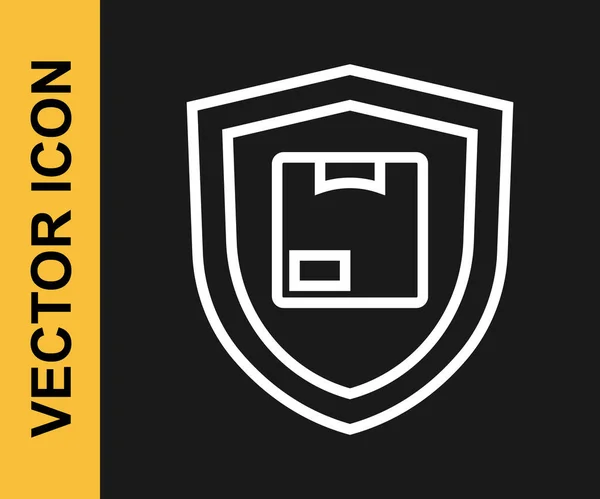 Línea Blanca Seguridad Entrega Con Icono Escudo Aislado Sobre Fondo — Archivo Imágenes Vectoriales