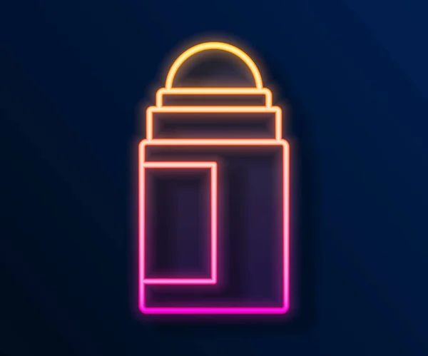 Gloeiende Neon Lijn Antitranspirant Deodorant Roll Pictogram Geïsoleerd Zwarte Achtergrond — Stockvector