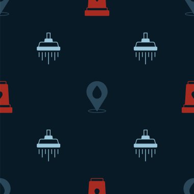 Su filtresi kartuş damlasını konumla ve duşu da pürüzsüz bir şekilde ayarlayın. Vektör.