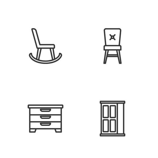 设置线衣橱 扶手椅和椅子图标 — 图库矢量图片