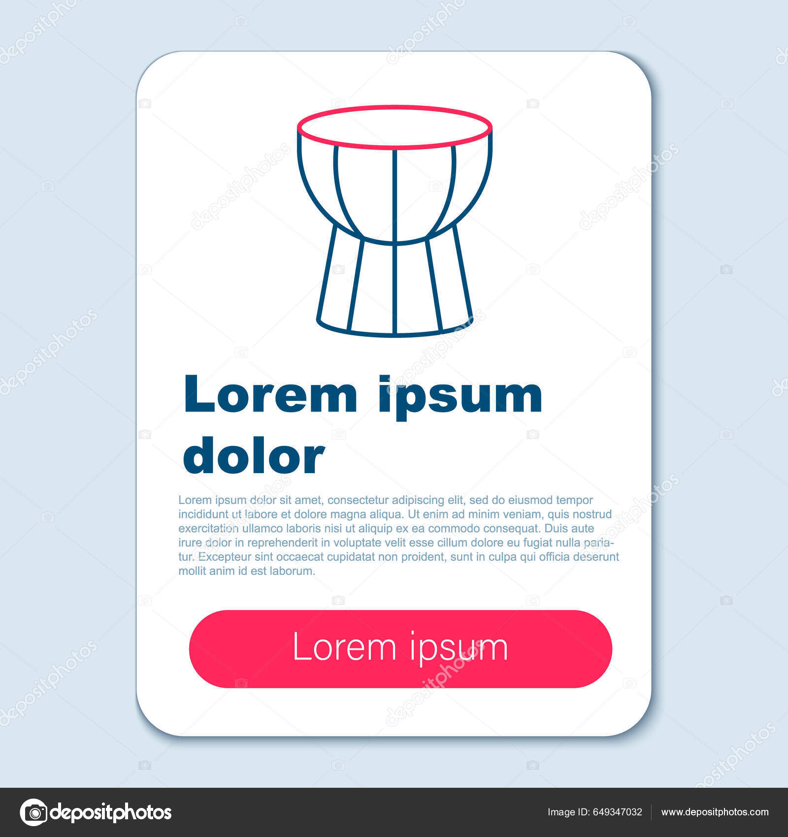 Line African Darbuka Drum Icon Isolated Grey Background Musical