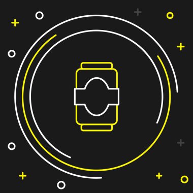 Soda kutusu simgesi siyah arkaplanda izole edildi. Renkli taslak konsepti. Vektör