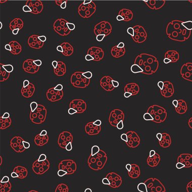 Çizgi Yüz Kozmetik Maskesi simgesi siyah arkaplanda izole edilmiş kusursuz desen. Kozmetoloji, ilaç ve sağlık hizmetleri. Vektör