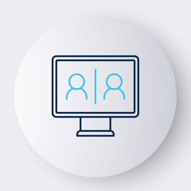 Beyaz arkaplanda görüntülü sohbet simgesi izole edildi. Çevrimiçi iş görüşmesi formu. Uzak proje yönetimi. Renkli taslak konsepti. Vektör