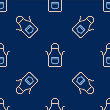 Demirci önlüğü simgesi mavi arka planda izole edilmiş. Koruyucu giysi ve alet işçisi. Vektör