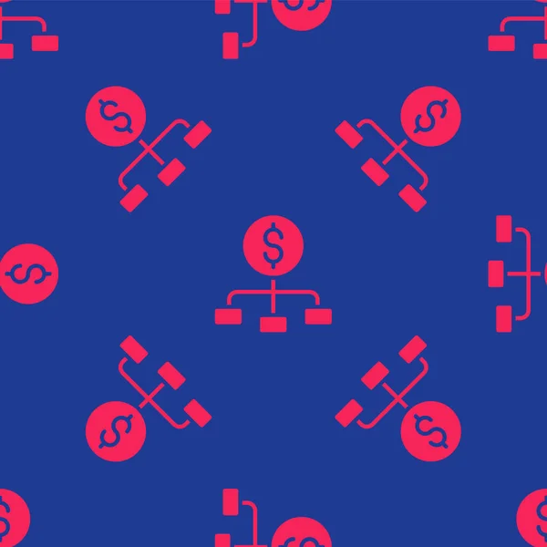 Dollar Rouge Sur Dessus Icône Hiérarchie Financière Isolé Motif Sans — Image vectorielle