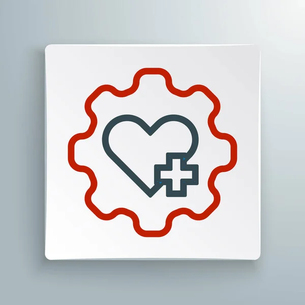 Corazón Línea Con Icono Cruz Aislado Sobre Fondo Blanco Primeros — Vector de stock
