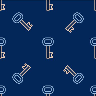 Eski çizgi simgesi mavi arkaplanda izole edilmiş pürüzsüz desen. Vektör