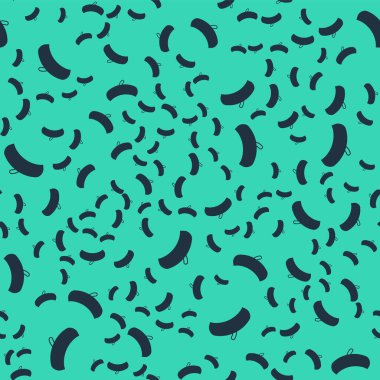 Siyah Fransız beresi ikonu yeşil arka planda izole edilmiş pürüzsüz desen. Vektör