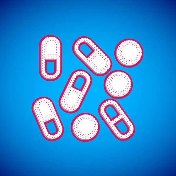 Vit Medicinsk Piller Flaska Biohacking Ikon Isolerad Blå Bakgrund Farmaceutisk — Stock vektor