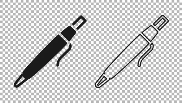 Ikona Black Pen Izolowana Przezroczystym Tle Wektor — Wektor stockowy